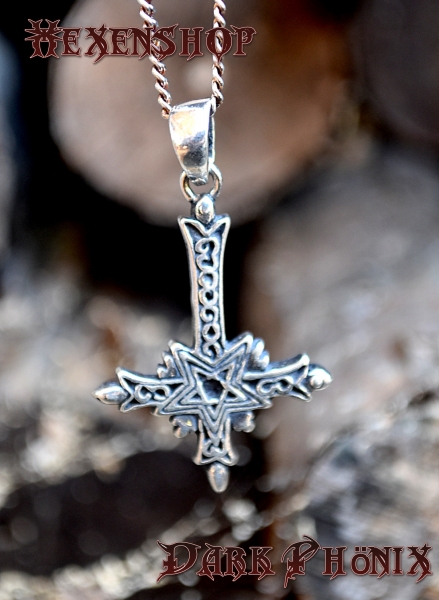 Gothic Satanisches Kreuz mit männlichen Pentagramm